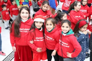 Girls participating in the Christmas for Refugees event