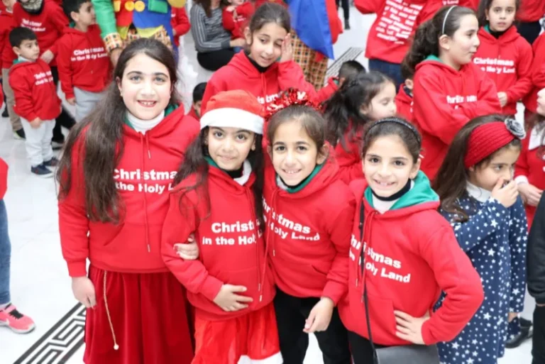 Girls participating in the Christmas for Refugees event