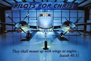 Pilots for Christ, image of an aeroplane with a verse from Isaiah 40:31